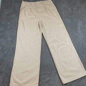 Nova Vintage Women's Wide‎ Leg Pants Size XL Check Plaid Pattern Beige Retro